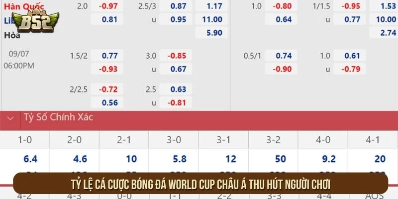 Tỷ lệ cá cược bóng đá World Cup châu Á thu hút người chơi